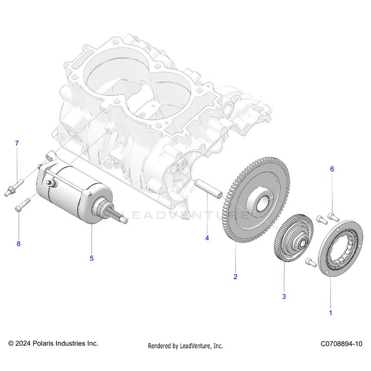 An Image of a Genuine Polaris Parts Schematic Diagram showing the schematic - ENGINE: STARTER - 2026 POLARIS XPEDITION ADV 5 NORTHSTAR
