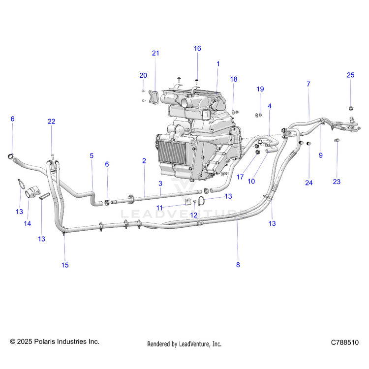 An Image of a Genuine Polaris Parts Schematic Diagram showing the schematic - BODY: HVAC HOSES - 2026 POLARIS RANGER XD 1500 NORTHSTAR ULTIMATE