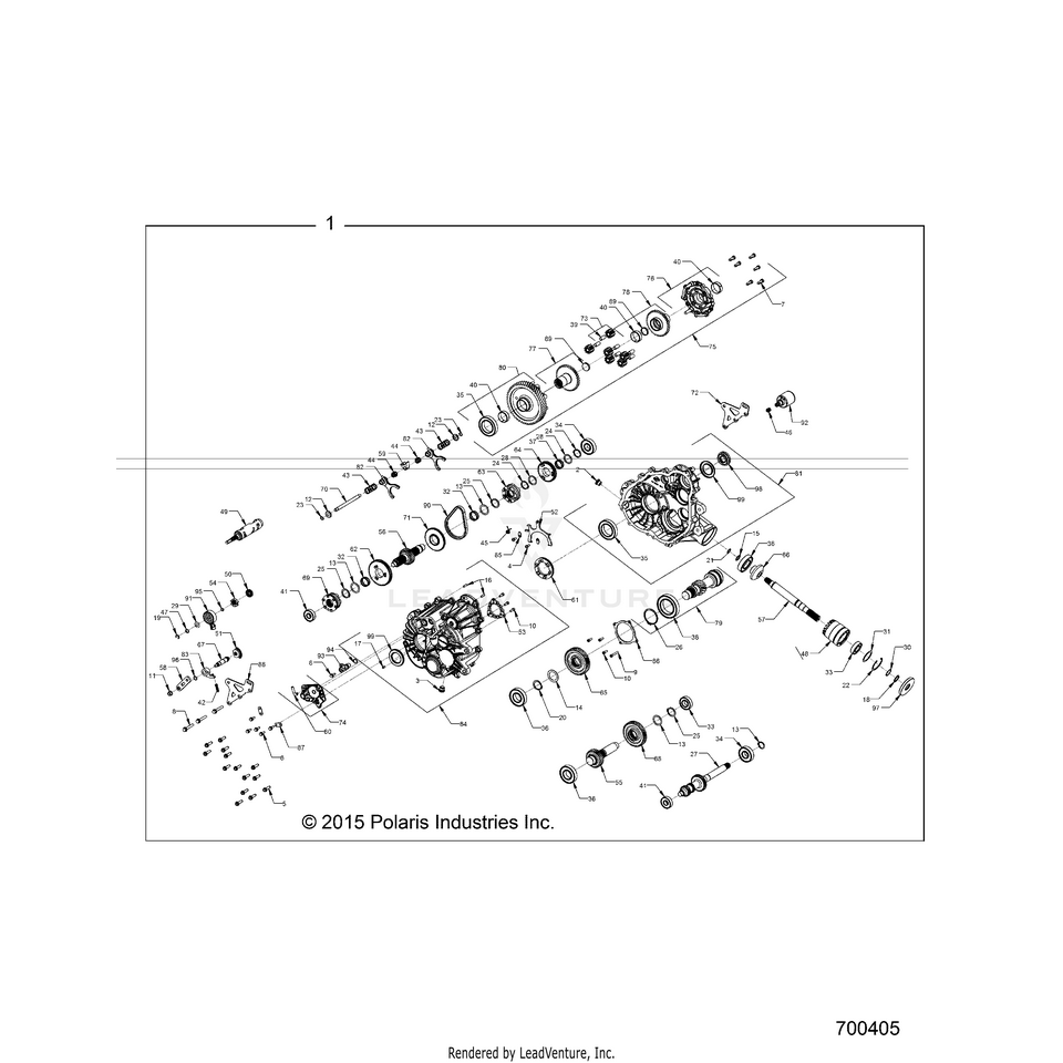 An Image of a Genuine Polaris Parts Schematic Diagram showing the schematic - DRIVE TRAIN: MAIN GEARCASE INTERNAL - 2016 POLARIS RANGER CREW 900