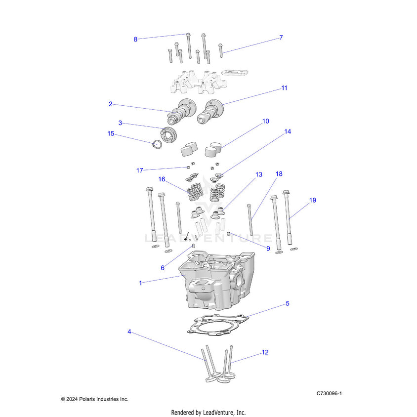An Image of a Genuine Polaris Parts Schematic Diagram showing the schematic - ENGINE: CYLINDER HEAD CAMS & VALVES - 2025 POLARIS RANGER 570 CREW NORTHSTAR