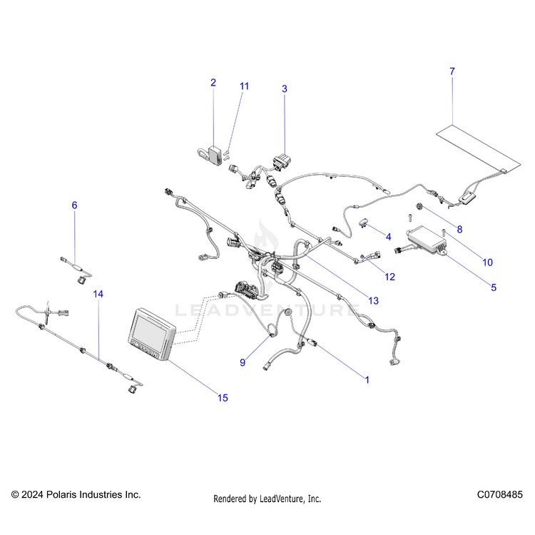 An Image of a Genuine Polaris Parts Schematic Diagram showing the schematic - ELECTRICAL: RIDE COMMAND - 2025 POLARIS XPEDITION XP5 NORTHSTAR