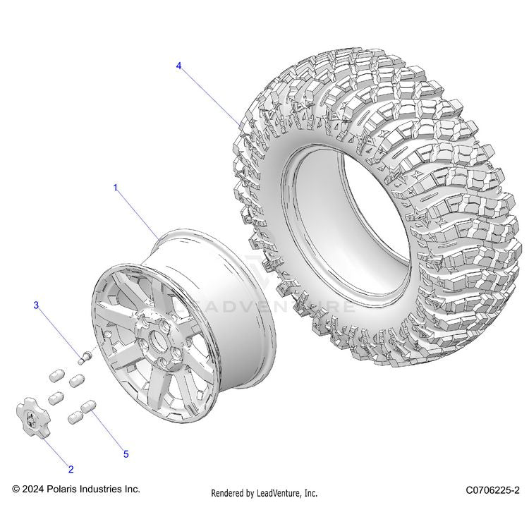 An Image of a Genuine Polaris Parts Schematic Diagram showing the schematic - WHEELS: REAR - 2025 POLARIS XPEDITION XP NORTHSTAR