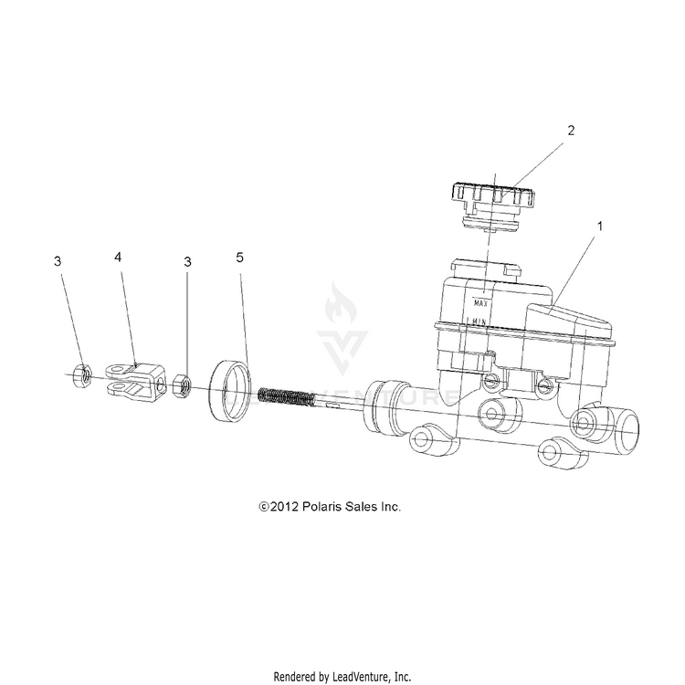 An Image of a Genuine Polaris Parts Schematic Diagram showing the schematic - BRAKES: MASTER CYLINDER - 2015 POLARIS RANGER 900 XP