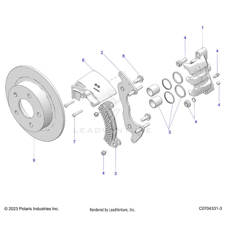 An Image of a Genuine Polaris Parts Schematic Diagram showing the schematic - BRAKES: FRONT CALIPER - 2026 POLARIS XPEDITION XP5 NORTHSTAR