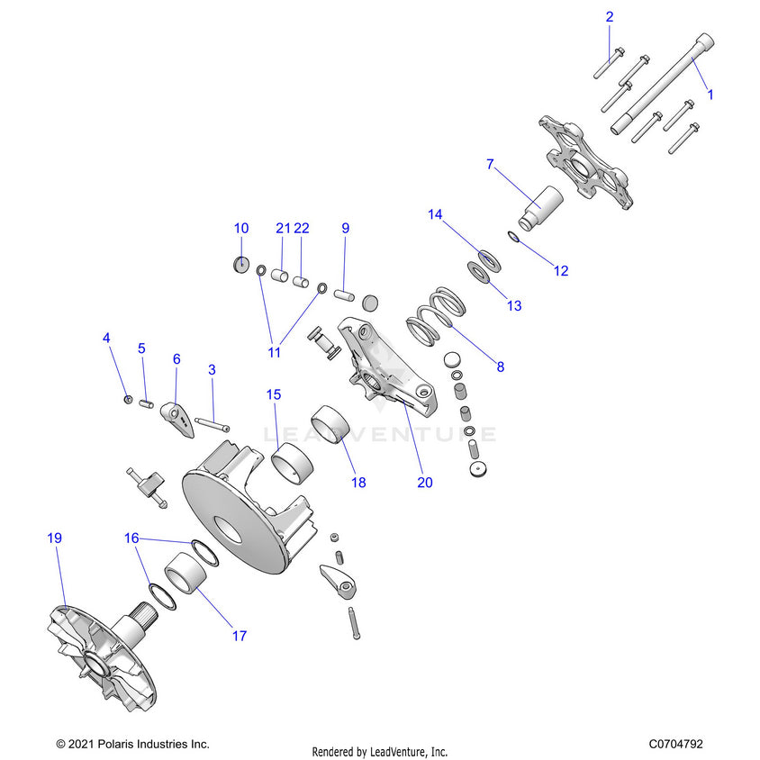 An Image of a Genuine Polaris Parts Schematic Diagram showing the schematic - DRIVE TRAIN: CLUTCH PRIMARY - 2022 POLARIS RANGER 1000 EPS FULL SIZE