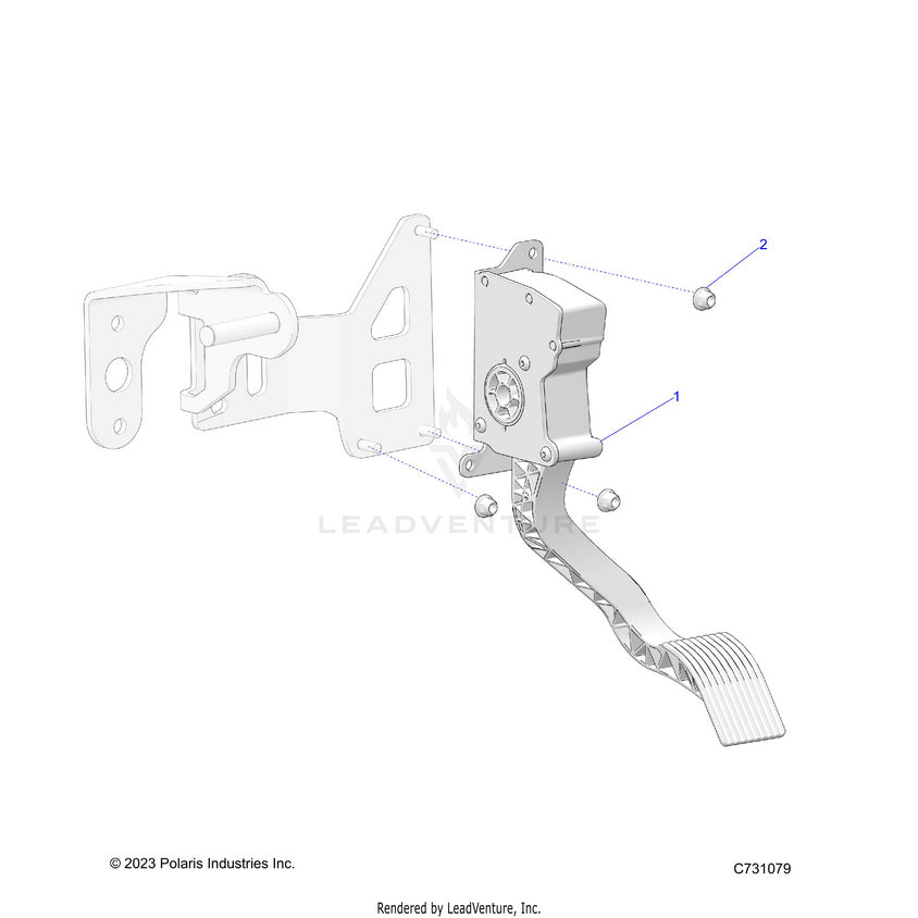 An Image of a Genuine Polaris Parts Schematic Diagram showing the schematic - ENGINE: THROTTLE PEDAL - 2025 POLARIS RANGER 1000 XP CREW WATERFOWL