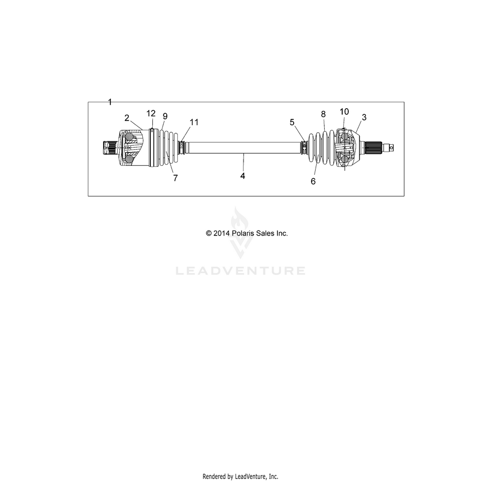 An Image of a Genuine Polaris Parts Schematic Diagram showing the schematic - DRIVE TRAIN: REAR HALF SHAFT - 2017 POLARIS GENERAL 1000 4 EPS