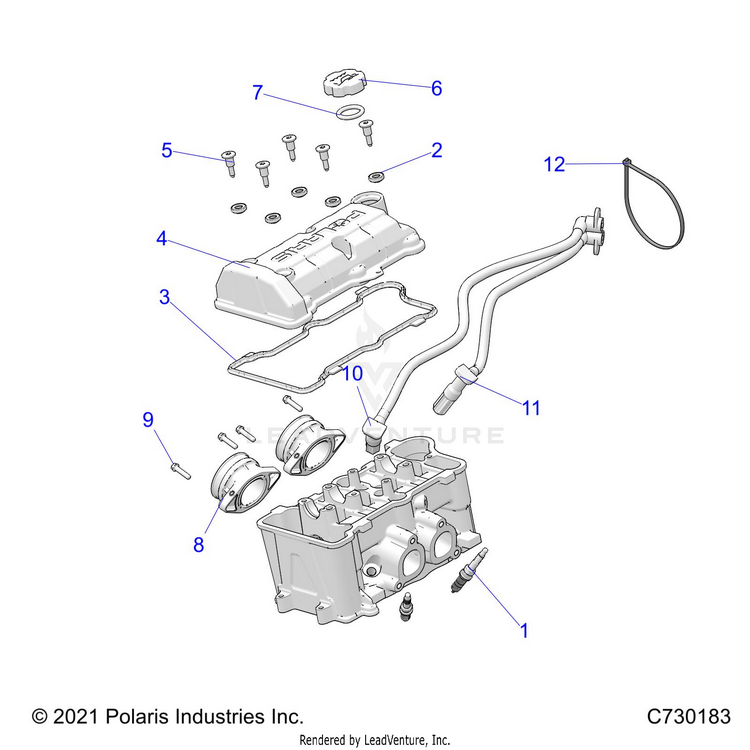 An Image of a Genuine Polaris Parts Schematic Diagram showing the schematic - ENGINE: THROTTLE BODY & VALVE COVER - 2022 POLARIS RANGER 1000 EPS FULL SIZE