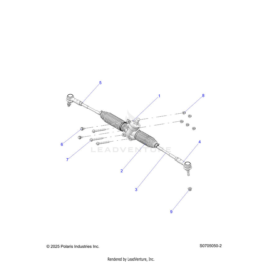 An Image of a Genuine Polaris Parts Schematic Diagram showing the schematic - STEERING: GEARBOX - 2026 POLARIS RANGER 500
