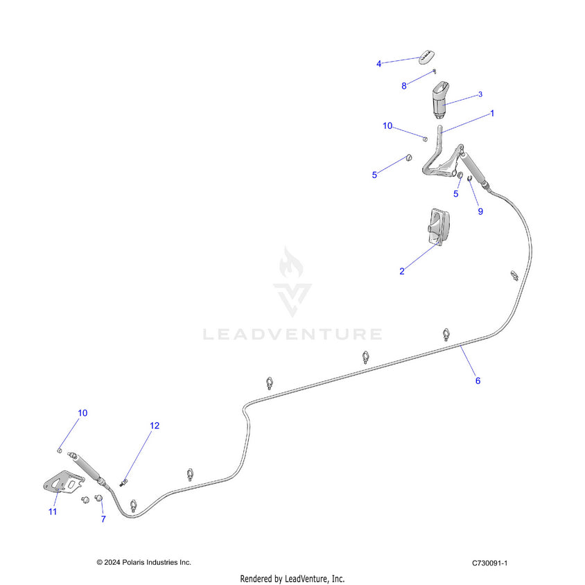 An Image of a Genuine Polaris Parts Schematic Diagram showing the schematic - DRIVE TRAIN: GEAR SELECTOR - 2025 POLARIS RANGER 570 CREW NORTHSTAR