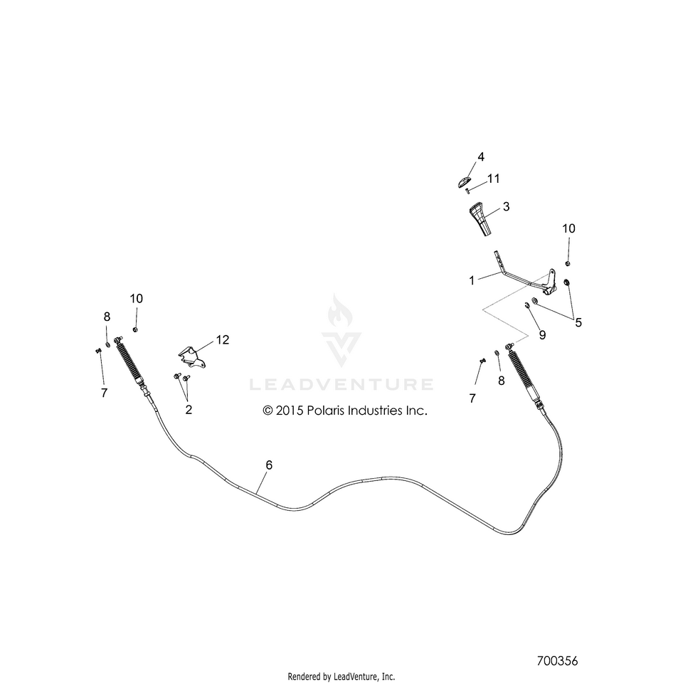 An Image of a Genuine Polaris Parts Schematic Diagram showing the schematic - DRIVE TRAIN: SHIFT LEVER & CABLE - 2016 POLARIS RANGER 1000 DIESEL