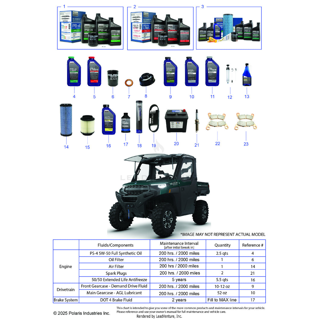 An Image of a Genuine Polaris Parts Schematic Diagram showing the schematic - *SERVICE & MAINTENANCE - 2024 POLARIS RANGER 1000 XP NORTHSTAR