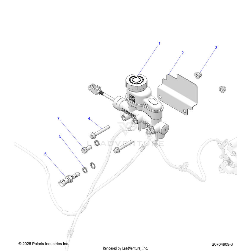 An Image of a Genuine Polaris Parts Schematic Diagram showing the schematic - BRAKES: MASTER CYLINDER - 2026 POLARIS RANGER 570 CREW EPS