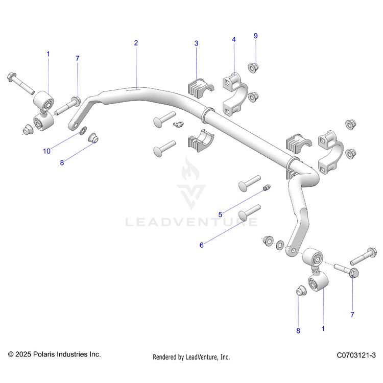 An Image of a Genuine Polaris Parts Schematic Diagram showing the schematic - SUSPENSION: REAR STABILIZER BAR - 2026 POLARIS GENERAL 1000 SPORT
