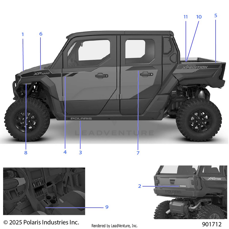 An Image of a Genuine Polaris Parts Schematic Diagram showing the schematic - BODY: DECALS GRAPHICS - 2026 POLARIS XPEDITION XP5 NORTHSTAR