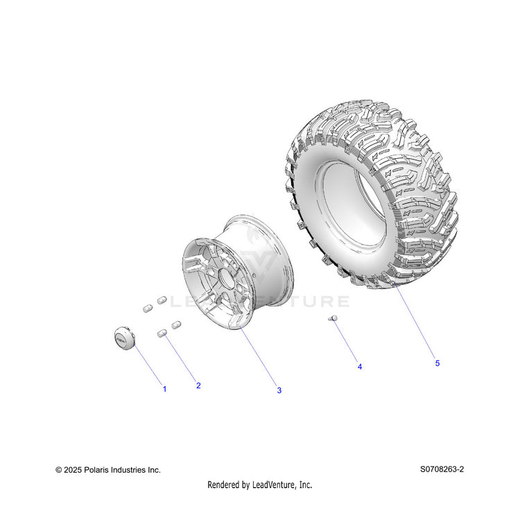 An Image of a Genuine Polaris Parts Schematic Diagram showing the schematic - WHEELS: REAR - 2026 POLARIS RANGER 1000 XP CREW TEXAS EDITION
