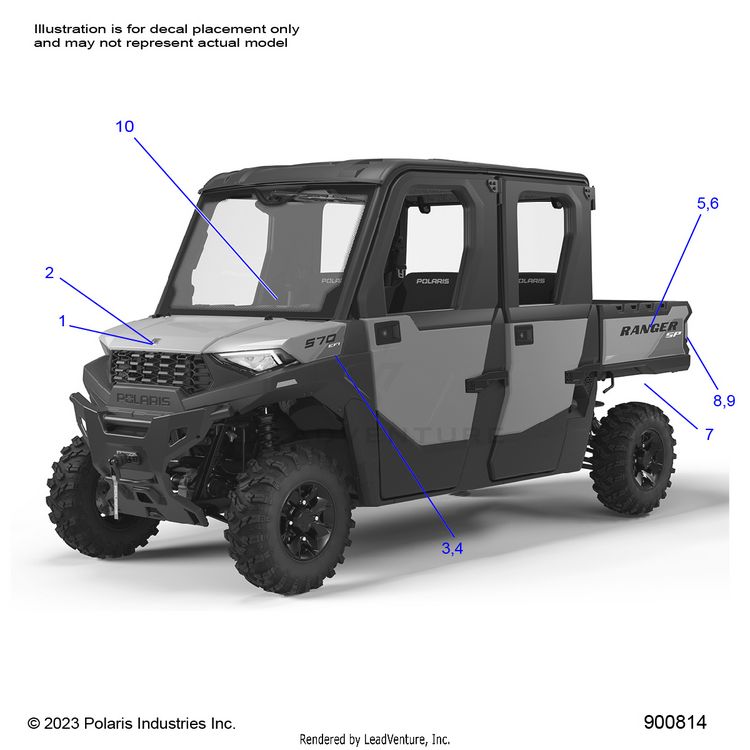 An Image of a Genuine Polaris Parts Schematic Diagram showing the schematic - BODY: DECALS GRAPHIC - 2024 POLARIS RANGER 570 CREW NORTHSTAR
