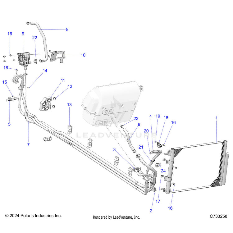 An Image of a Genuine Polaris Parts Schematic Diagram showing the schematic - BODY: HVAC ROUTINGS - 2026 POLARIS RANGER 1000 XP CREW NORTHSTAR TEXAS EDITION