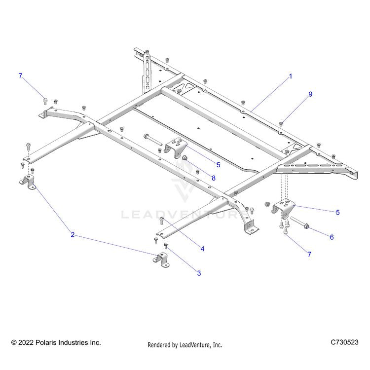 An Image of a Genuine Polaris Parts Schematic Diagram showing the schematic - BODY: BOX MOUNTING - 2025 POLARIS XPEDITION ADV NORTHSTAR