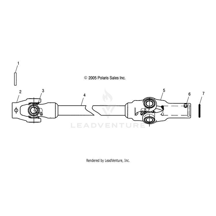 An Image of a Genuine Polaris Parts Schematic Diagram showing the schematic - DRIVE TRAIN: FRONT PROP SHAFT - 2016 POLARIS RANGER 800 6X6