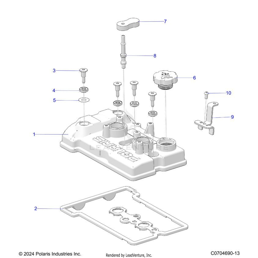 An Image of a Genuine Polaris Parts Schematic Diagram showing the schematic - ENGINE: VALVE COVER - 2024 POLARIS XPEDITION XP ULTIMATE