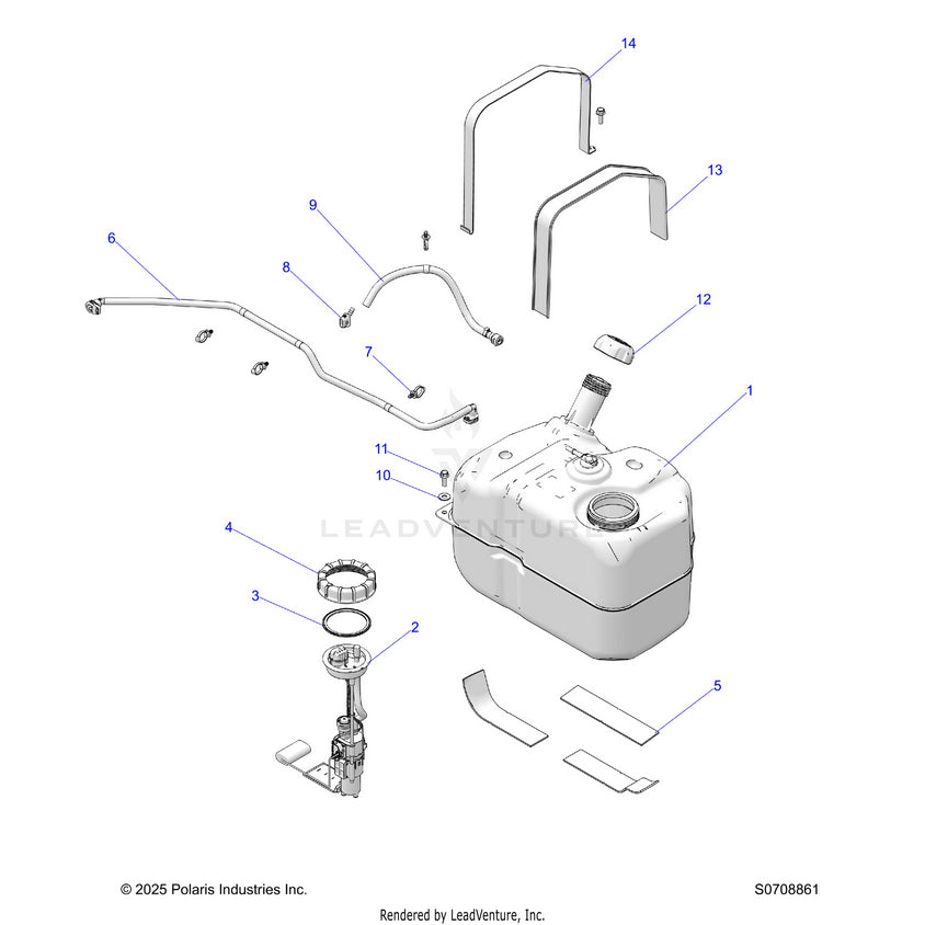 An Image of a Genuine Polaris Parts Schematic Diagram showing the schematic - FUEL: SYSTEM - 2026 POLARIS RANGER 570 EPS
