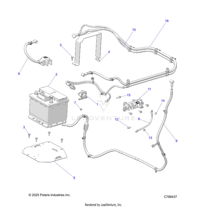 An Image of a Genuine Polaris Parts Schematic Diagram showing the schematic - ELECTRICAL: BATTERY - 2026 POLARIS RANGER 570 CREW NORTHSTAR
