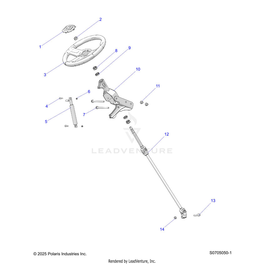 An Image of a Genuine Polaris Parts Schematic Diagram showing the schematic - STEERING: ASSEMBLY - 2026 POLARIS RANGER 500
