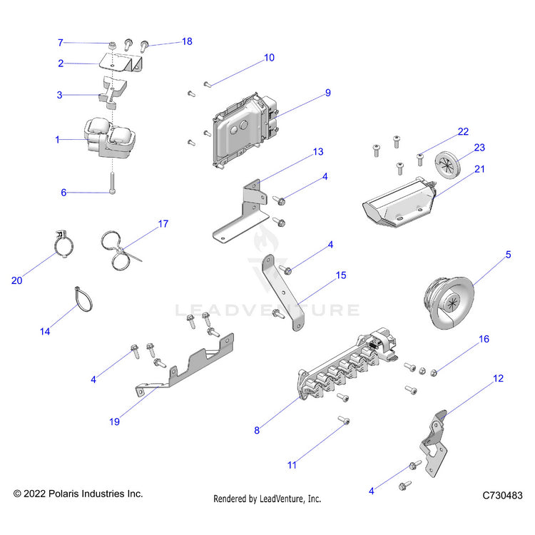 An Image of a Genuine Polaris Parts Schematic Diagram showing the schematic - ELECTRICAL: WIRE HARNESS COMPONANTS - 2023 POLARIS RANGER CREW XP 1000 NORTHSTAR ULTIMATE TRAIL BOSS