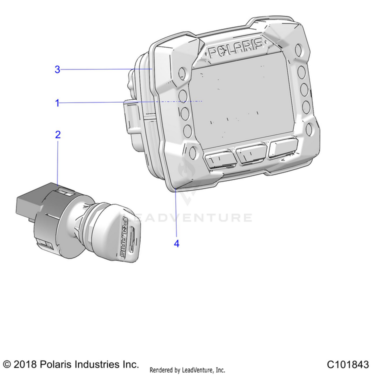 An Image of a Genuine Polaris Parts Schematic Diagram showing the schematic - ELECTRICAL: DASH CONTROLS - 2024 POLARIS RANGER 150 EFI