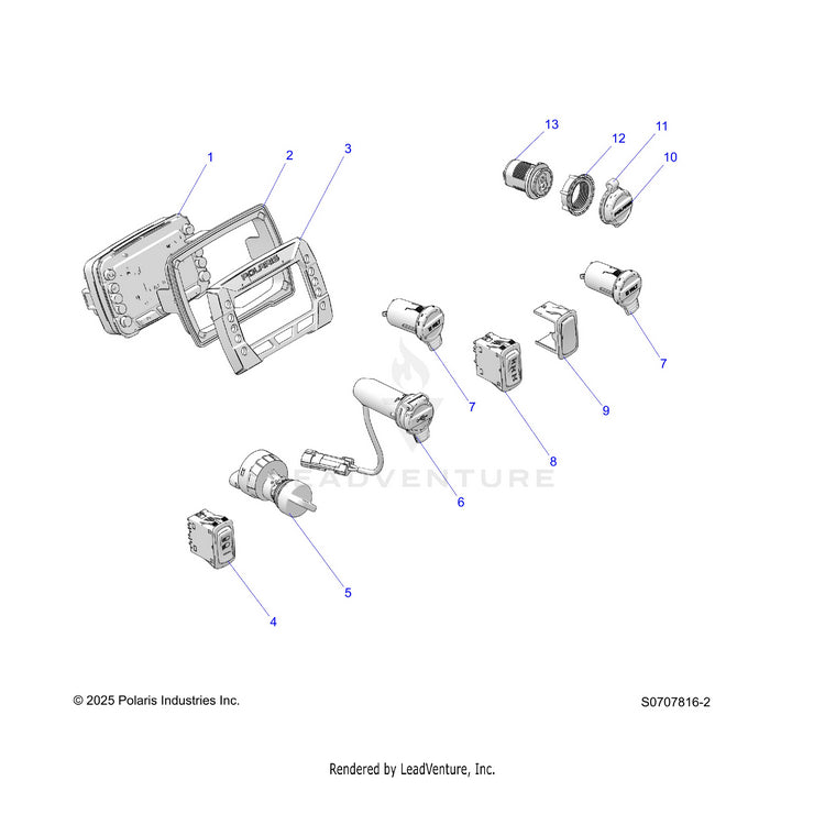 An Image of a Genuine Polaris Parts Schematic Diagram showing the schematic - ELECTRICAL: DASH INSTRUMENTS - 2026 POLARIS RANGER 570 NORTHSTAR