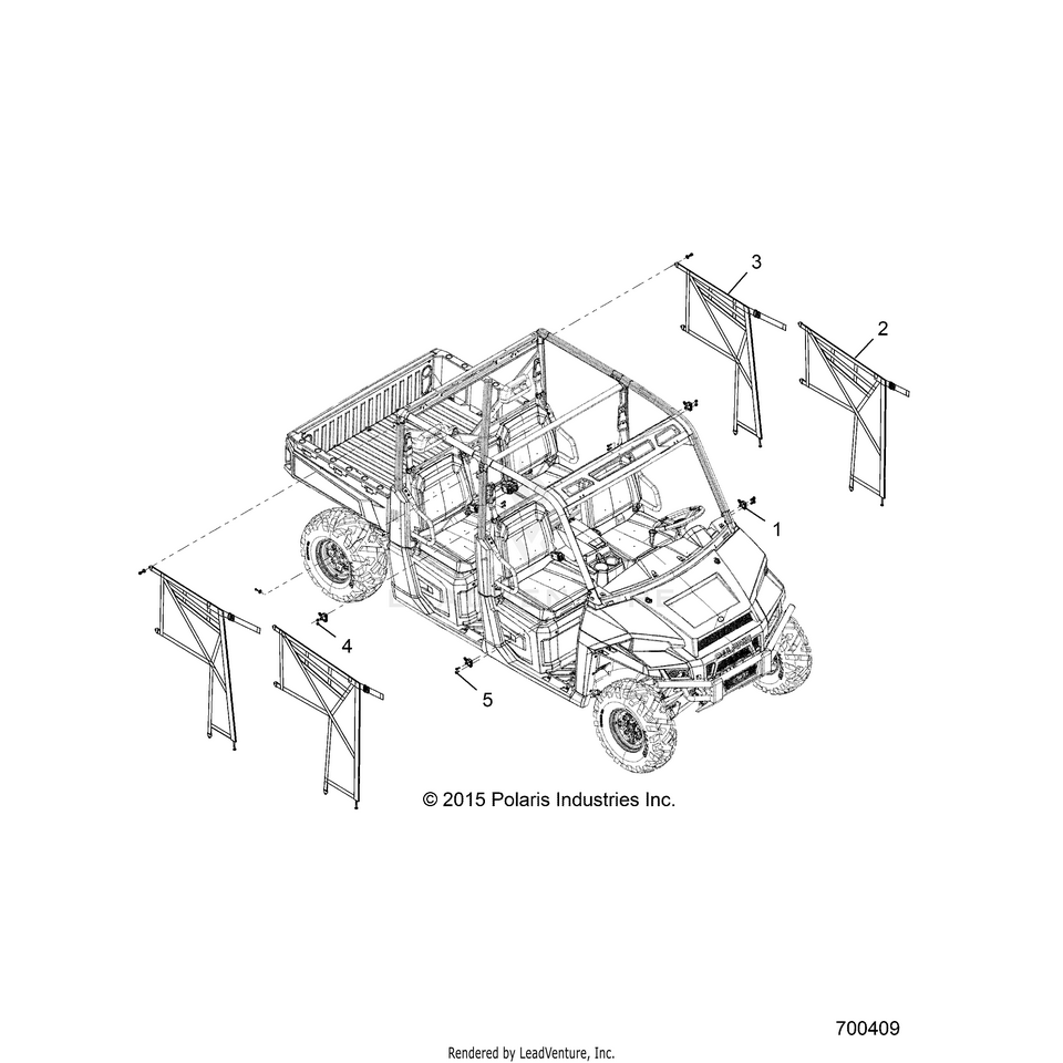 An Image of a Genuine Polaris Parts Schematic Diagram showing the schematic - BODY: SIDE NETS - 2016 POLARIS RANGER CREW 900