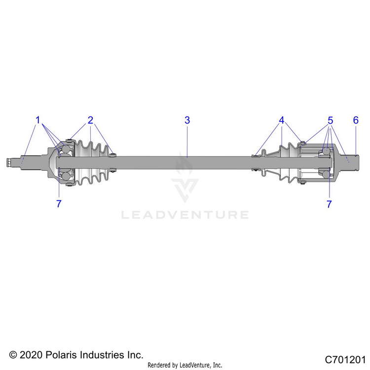 An Image of a Genuine Polaris Parts Schematic Diagram showing the schematic - DRIVE TRAIN: FRONT HALF SHAFT - 2025 POLARIS RANGER 1000 XP NORTHSTAR ULTIMATE TRAIL BOSS