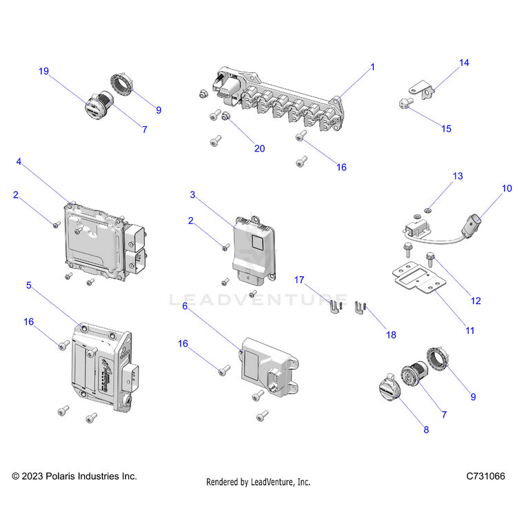 An Image of a Genuine Polaris Parts Schematic Diagram showing the schematic - ELECTRICAL: WIRE HARNESS COMPONENTS - 2025 POLARIS RANGER XD 1500 NORTHSTAR ULTIMATE CREW