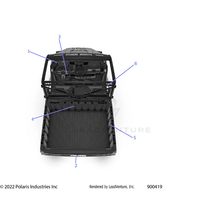 An Image of a Genuine Polaris Parts Schematic Diagram showing the schematic - BODY: DECALS GENERAL - 2022 POLARIS RANGER XP 1000 BIG GAME EVAP