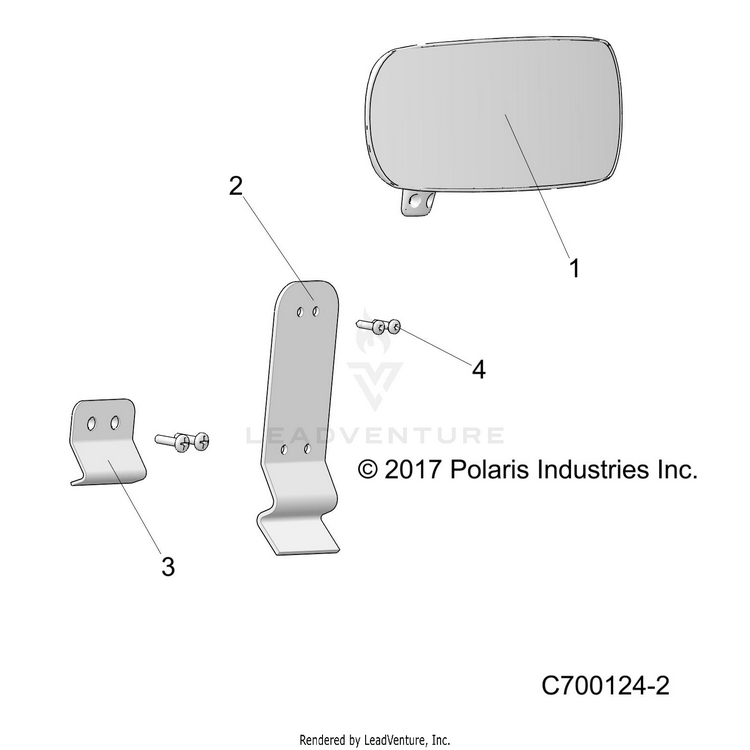 An Image of a Genuine Polaris Parts Schematic Diagram showing the schematic - BODY: MIRROR - 2019 POLARIS RANGER CREW XP 1000 BACK COUNTRY