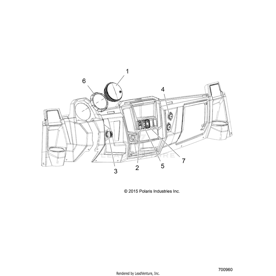An Image of a Genuine Polaris Parts Schematic Diagram showing the schematic - ELECTRICAL: DASH INSTRUMENTS & CONTROLS - 2018 POLARIS RANGER 1000 DIESEL