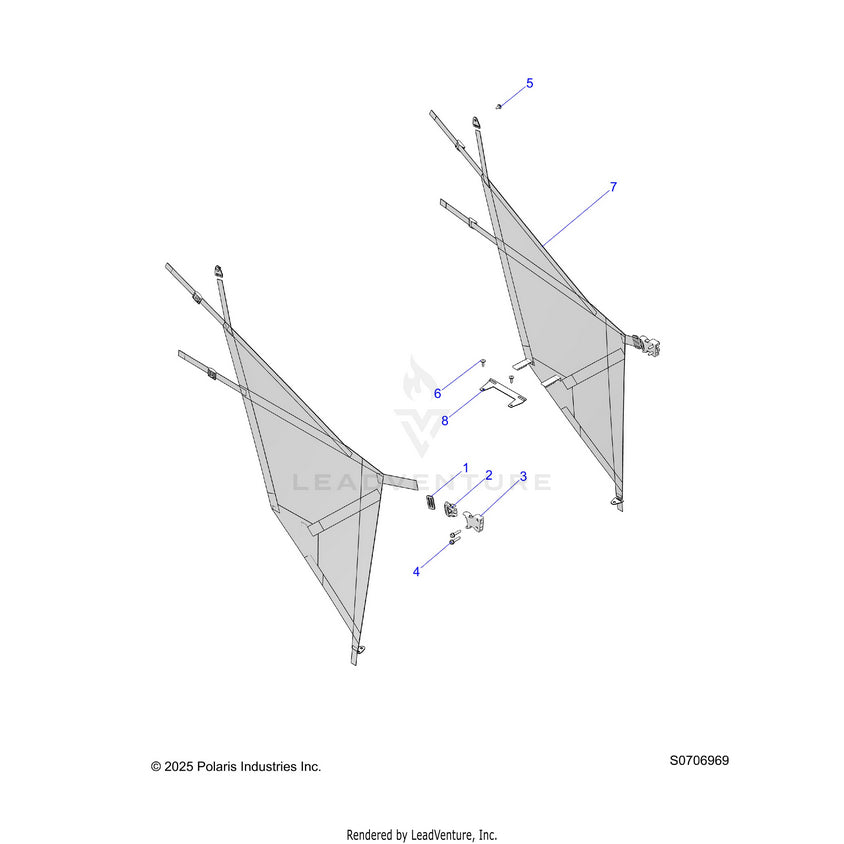 An Image of a Genuine Polaris Parts Schematic Diagram showing the schematic - BODY: NETS - 2026 POLARIS RANGER 570 EPS