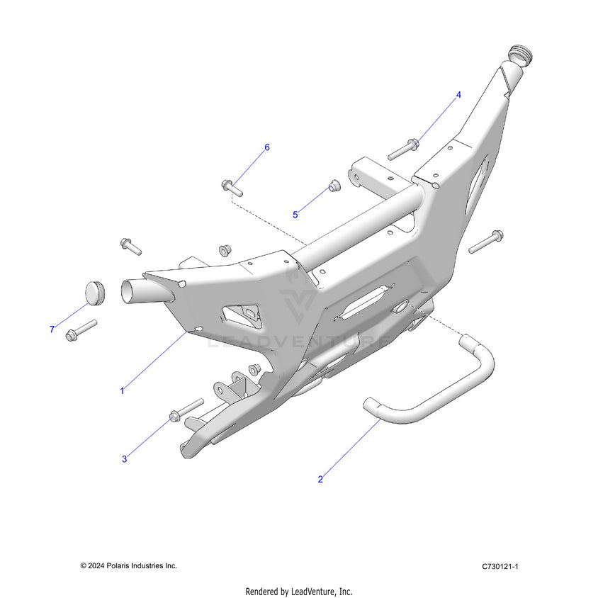 An Image of a Genuine Polaris Parts Schematic Diagram showing the schematic - BODY: BUMPER - 2025 POLARIS RANGER 570 CREW NORTHSTAR