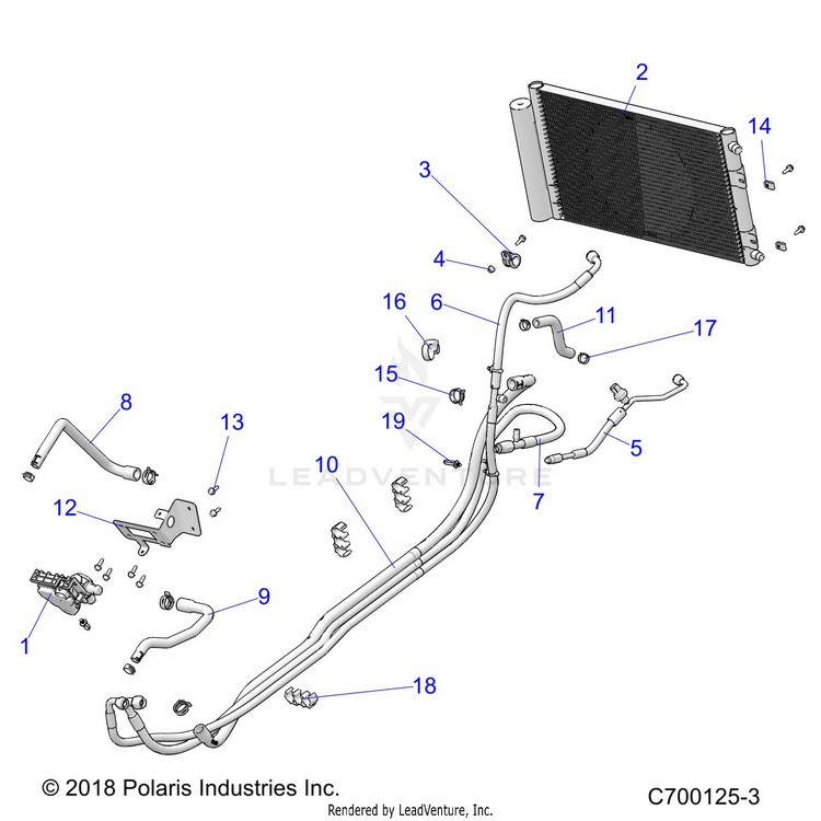 An Image of a Genuine Polaris Parts Schematic Diagram showing the schematic - BODY: HVAC ROUTINGS - 2021 POLARIS RANGER XP 1000 NORTHSTAR TRAIL BOSS EVAP