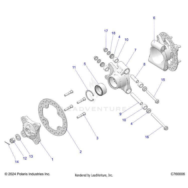 An Image of a Genuine Polaris Parts Schematic Diagram showing the schematic - SUSPENSION: REAR CARRIER - 2025 POLARIS GENERAL XP 1000 ULTIMATE