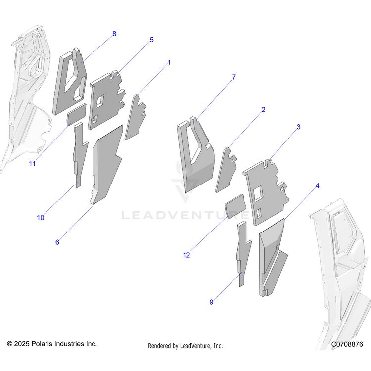 An Image of a Genuine Polaris Parts Schematic Diagram showing the schematic - BODY: PILLAR FOAM AND LINERS - 2026 POLARIS XPEDITION XP NORTHSTAR