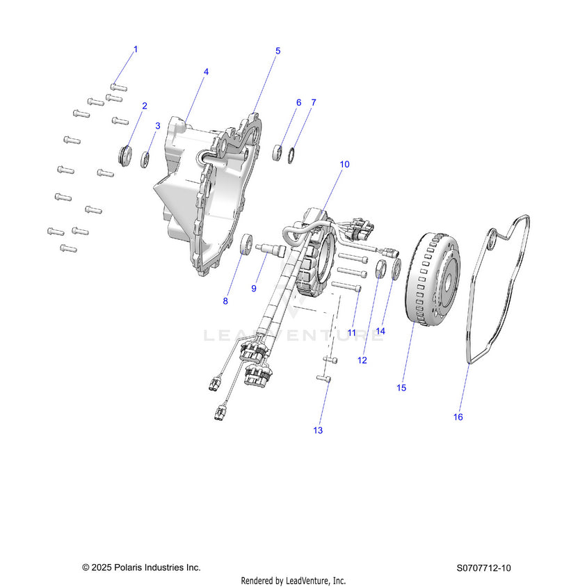 An Image of a Genuine Polaris Parts Schematic Diagram showing the schematic - ENGINE: STATOR COVER & FLYWHEEL - 2026 POLARIS RANGER 500