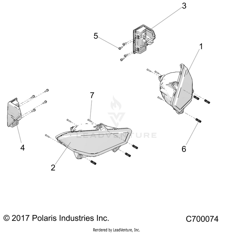 An Image of a Genuine Polaris Parts Schematic Diagram showing the schematic - ELECTRICAL: HEADLIGHTS & TAILLIGHTS - 2020 POLARIS RANGER CREW XP 1000 EPS TX CA