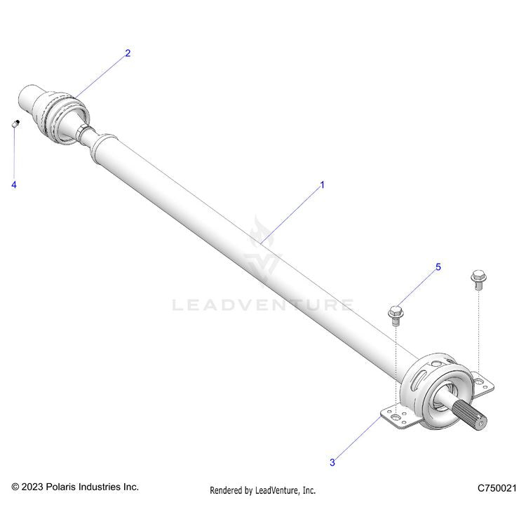 An Image of a Genuine Polaris Parts Schematic Diagram showing the schematic - DRIVE TRAIN: REAR PROP SHAFT - 2025 POLARIS GENERAL XP 4 1000 SPORT