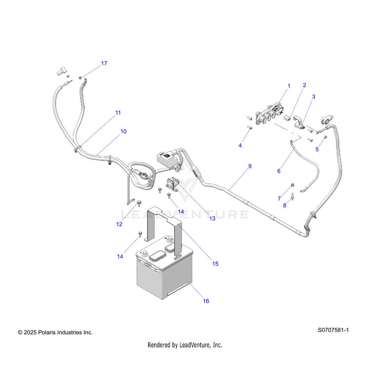 An Image of a Genuine Polaris Parts Schematic Diagram showing the schematic - ELECTRICAL: BATTERY - 2026 POLARIS RANGER 1000