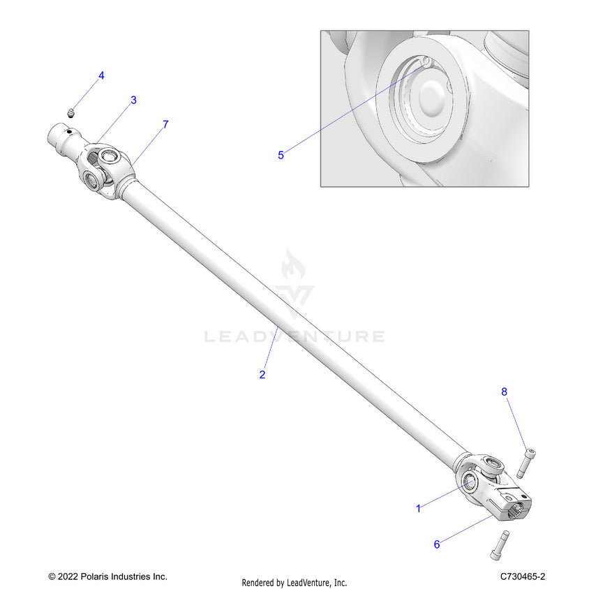 An Image of a Genuine Polaris Parts Schematic Diagram showing the schematic - DRIVE TRAIN: FRONT PROP SHAFT - 2023 POLARIS RANGER 570 CREW