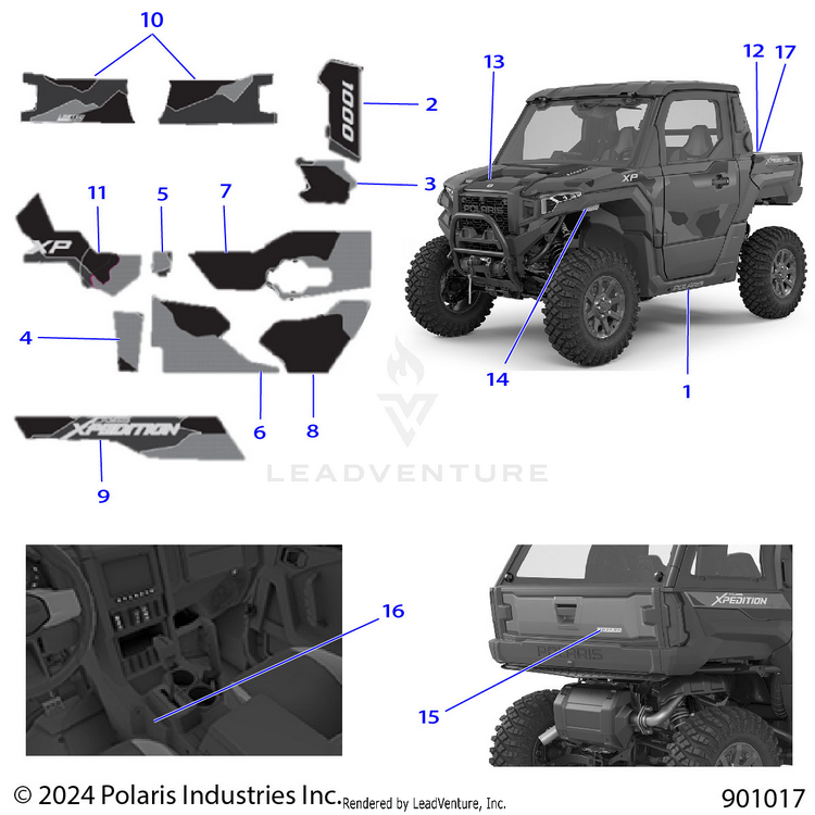An Image of a Genuine Polaris Parts Schematic Diagram showing the schematic - BODY: DECALS GRAPHICS (2) - 2026 POLARIS XPEDITION XP NORTHSTAR