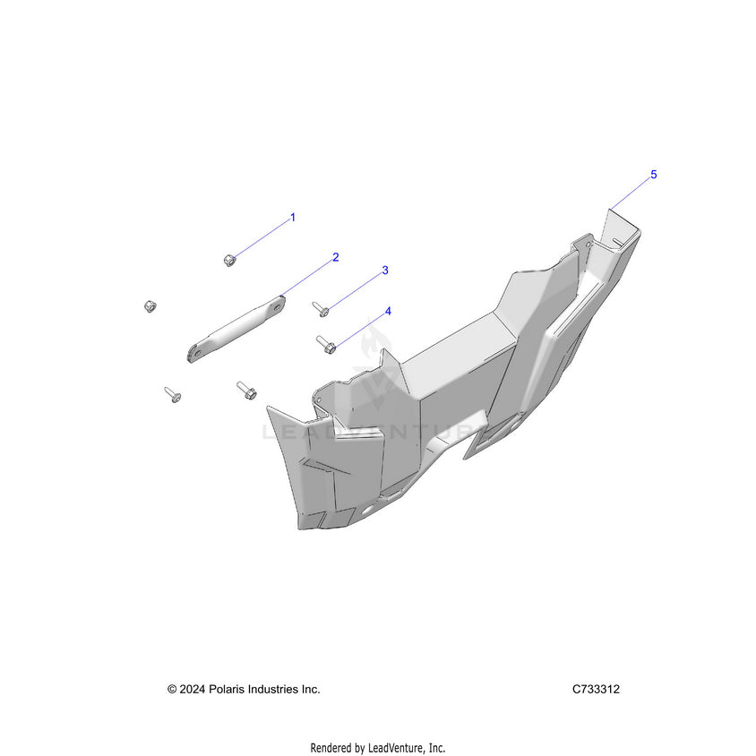 An Image of a Genuine Polaris Parts Schematic Diagram showing the schematic - BODY: FRONT BUMPER - 2025 POLARIS RANGER 1000