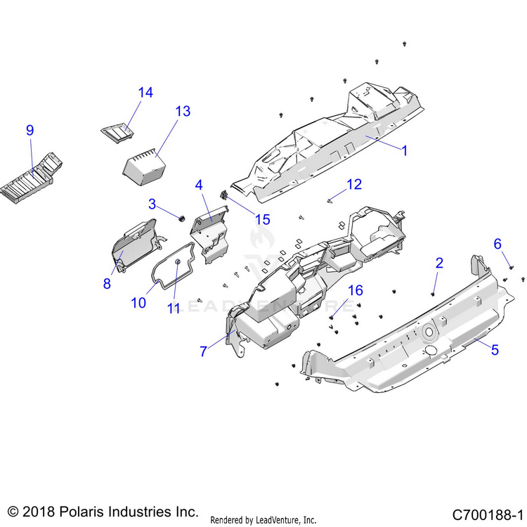 An Image of a Genuine Polaris Parts Schematic Diagram showing the schematic - BODY: DASH - 2020 POLARIS GENERAL 1000 DELUXE EPS